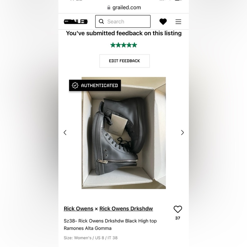 Authentic Rick Owen’s DRKSHDW Twill High Sneaker (Alta Gomma)